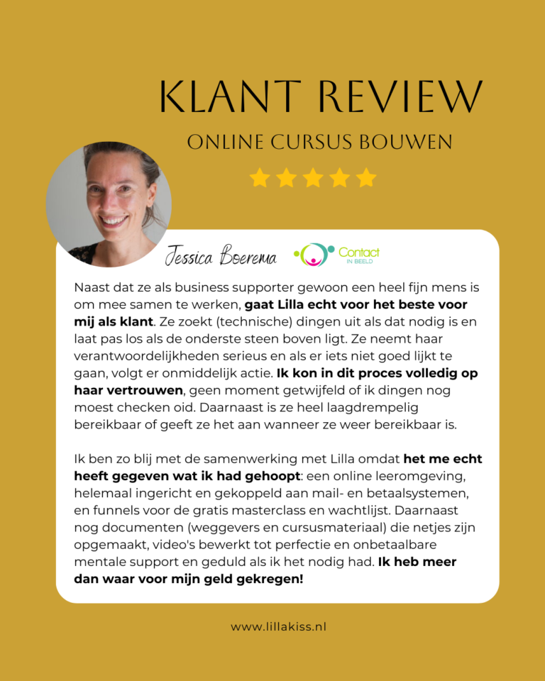 Review online cursus bouwen van Jessica Boerema over VA Lilla Kiss